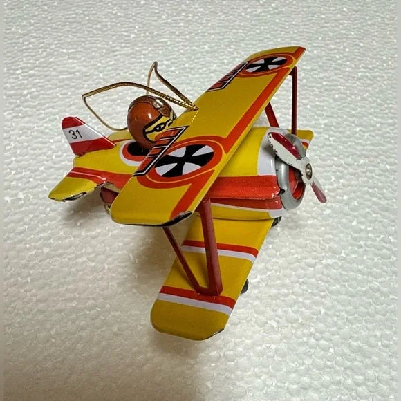 Vintage Style Toy Airplane Set - Orange and Yellow